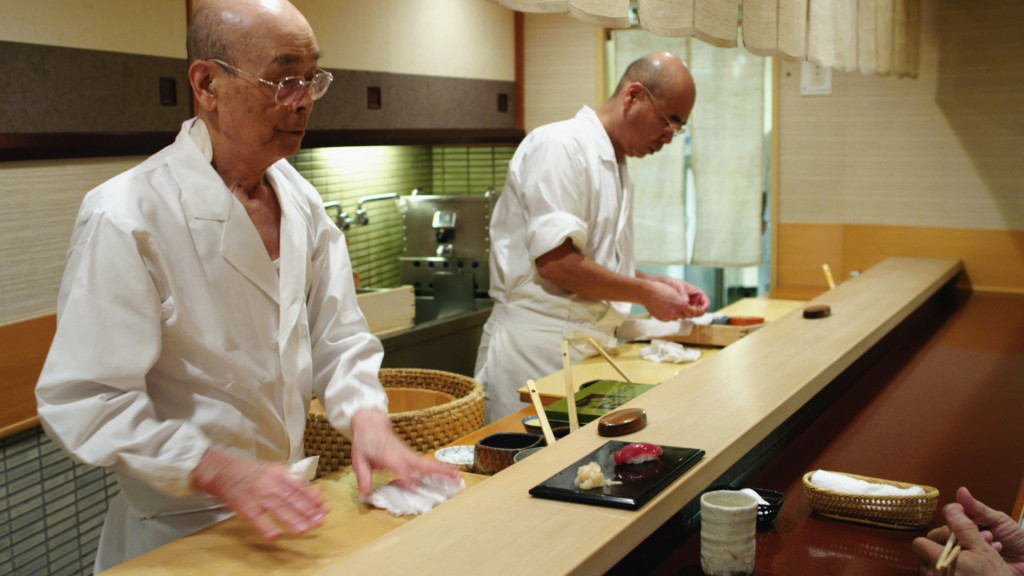 EDIBLE ART: Jiro Ono and his son Yoshikazu Ono, from left, make sushi.
